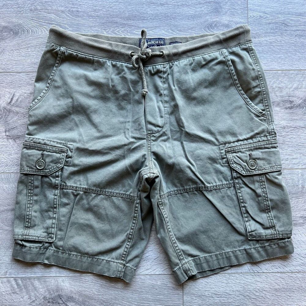 American Rag Shorts Men size 29 Cargo Creen Elastic Waist  drawstring